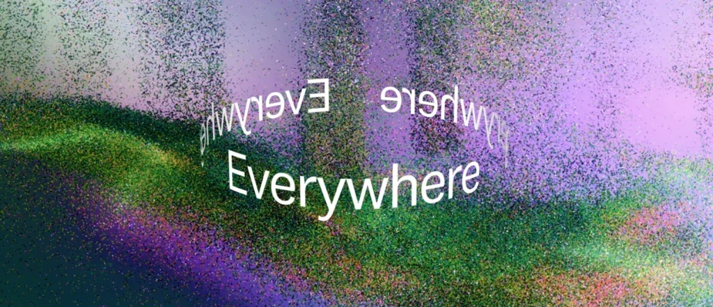 Shopify Spring 2026 Editions banner with the word "Everywhere" in a glitch text effect
